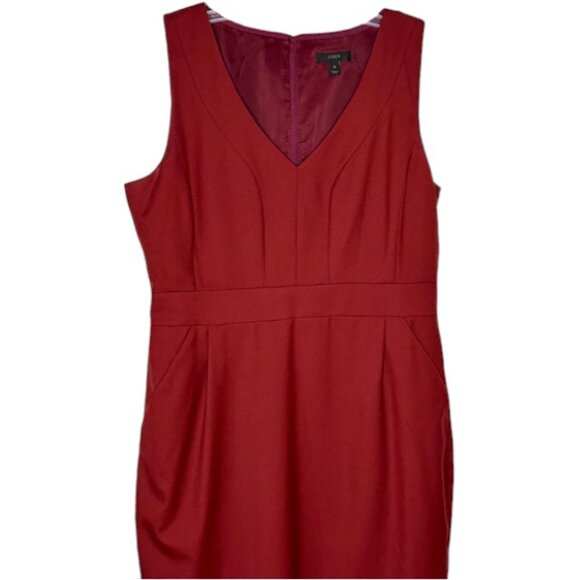 J. Crew Lined Sleeveless Wool Suiting Dress - Maroon - 12 - Picture 3 of 10